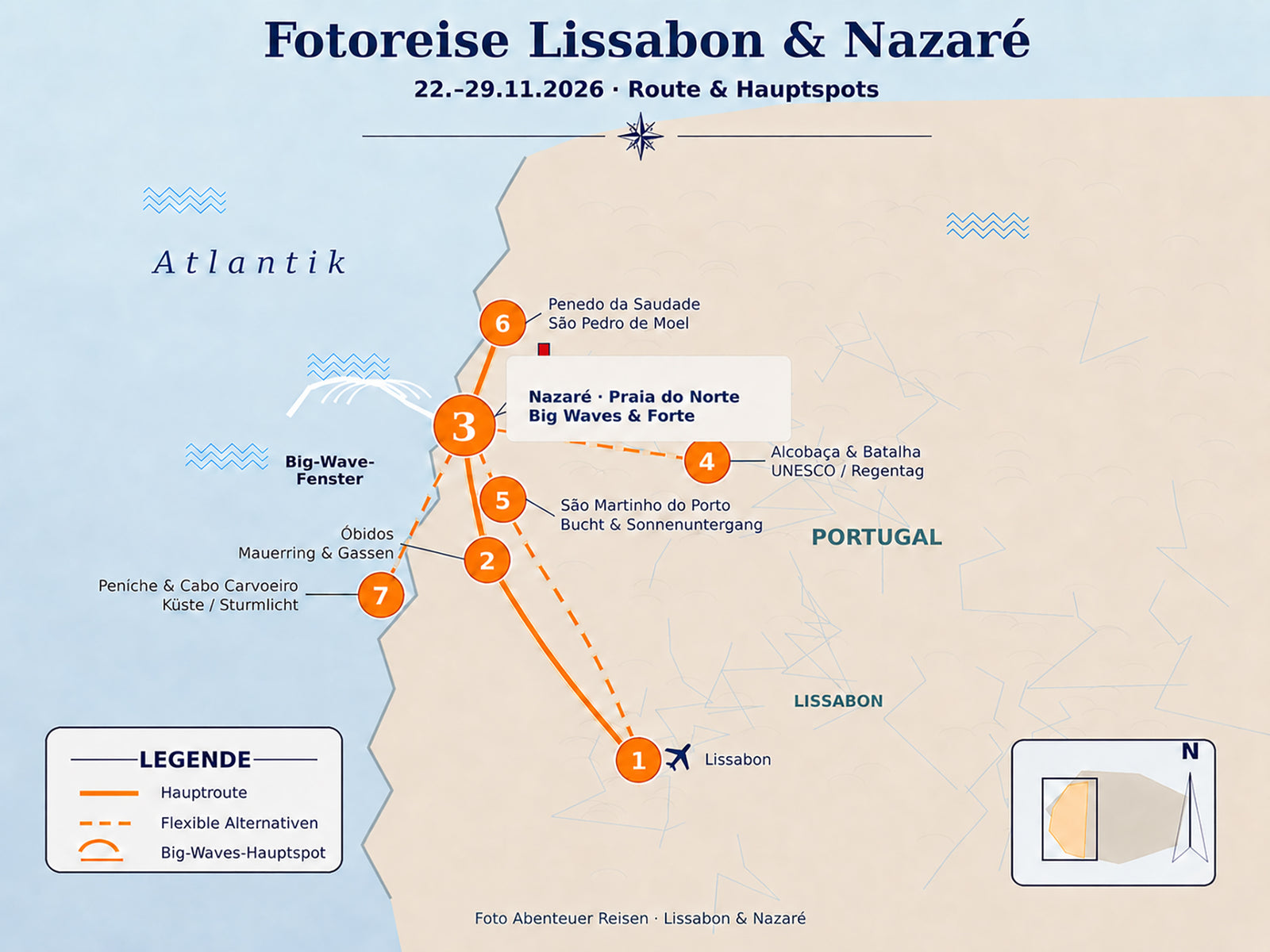 Karte der Reiseroute – Fotoreise Frank Kunath